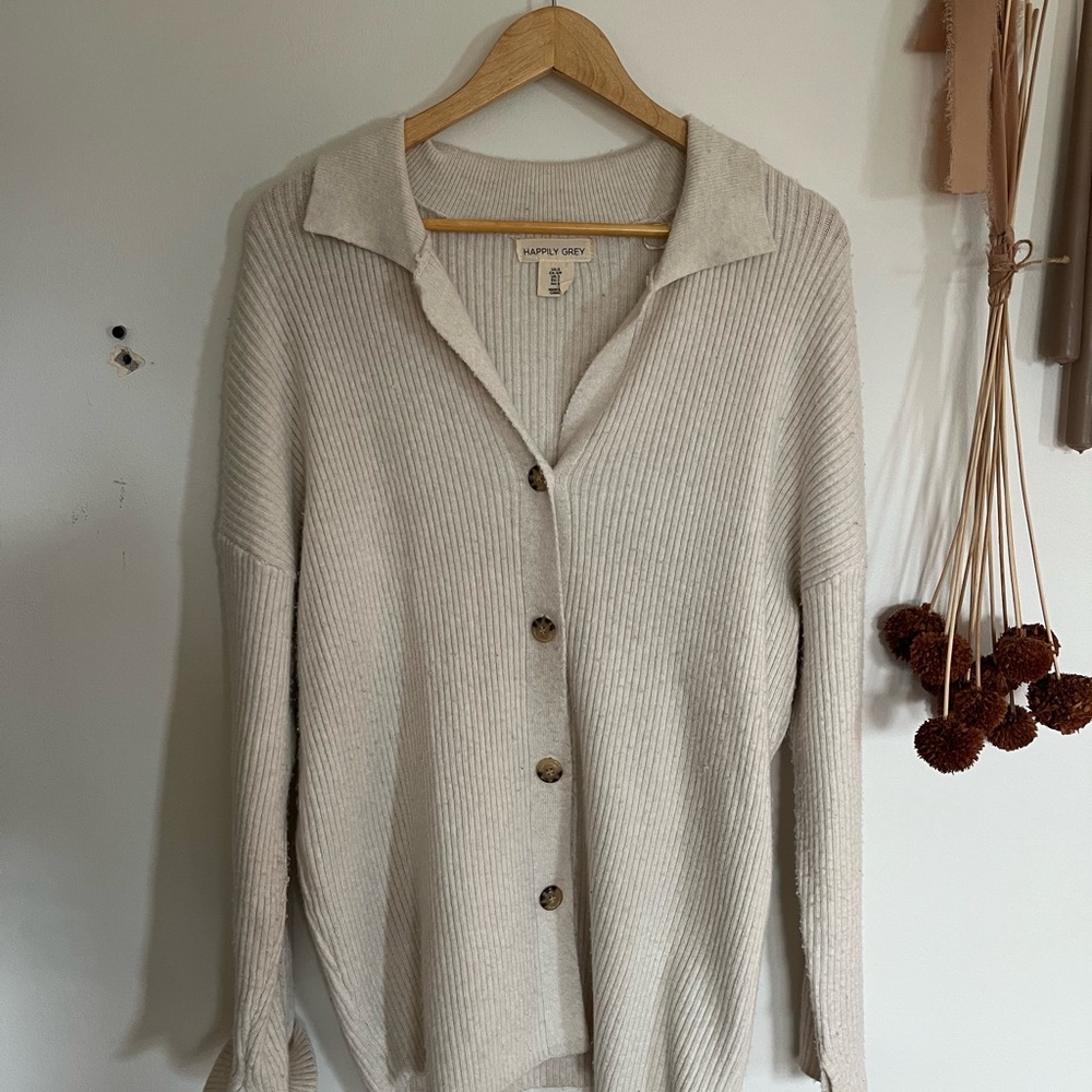 Happily Grey Cream Cardigan